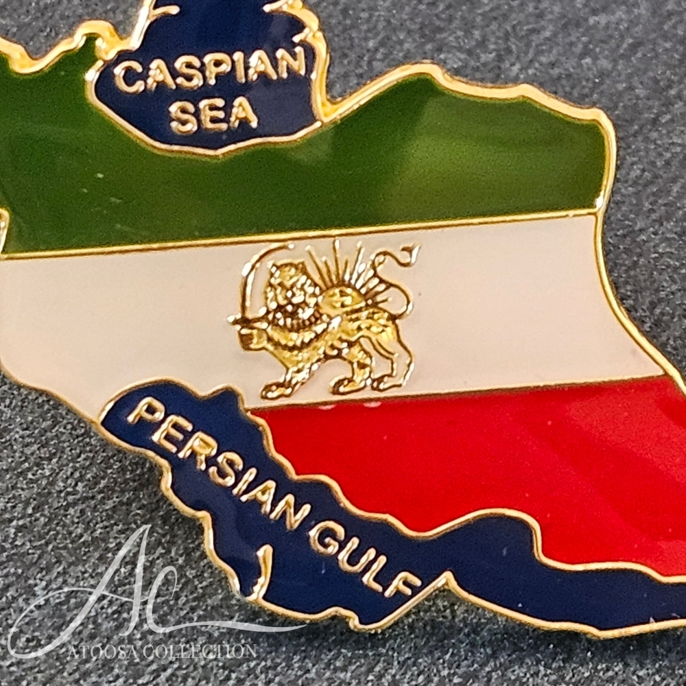 Iran Map Lapel Pin Lion and Sun Flag Women Life Freedom Persian Brooch - Picture 4 of 6